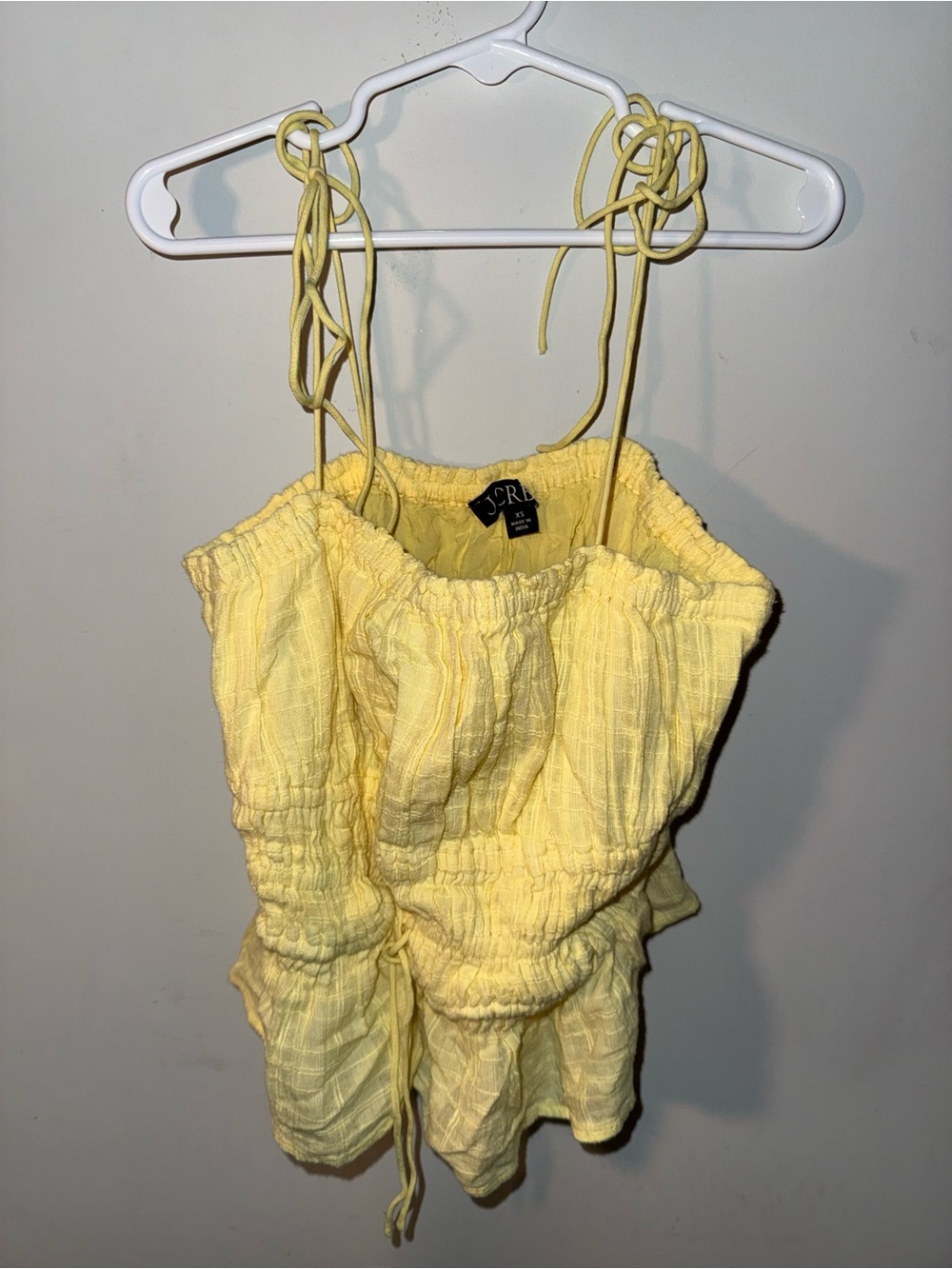 J. Crew Yellow Smocked Spaghetti Strap Top - summer top with adjustable straps